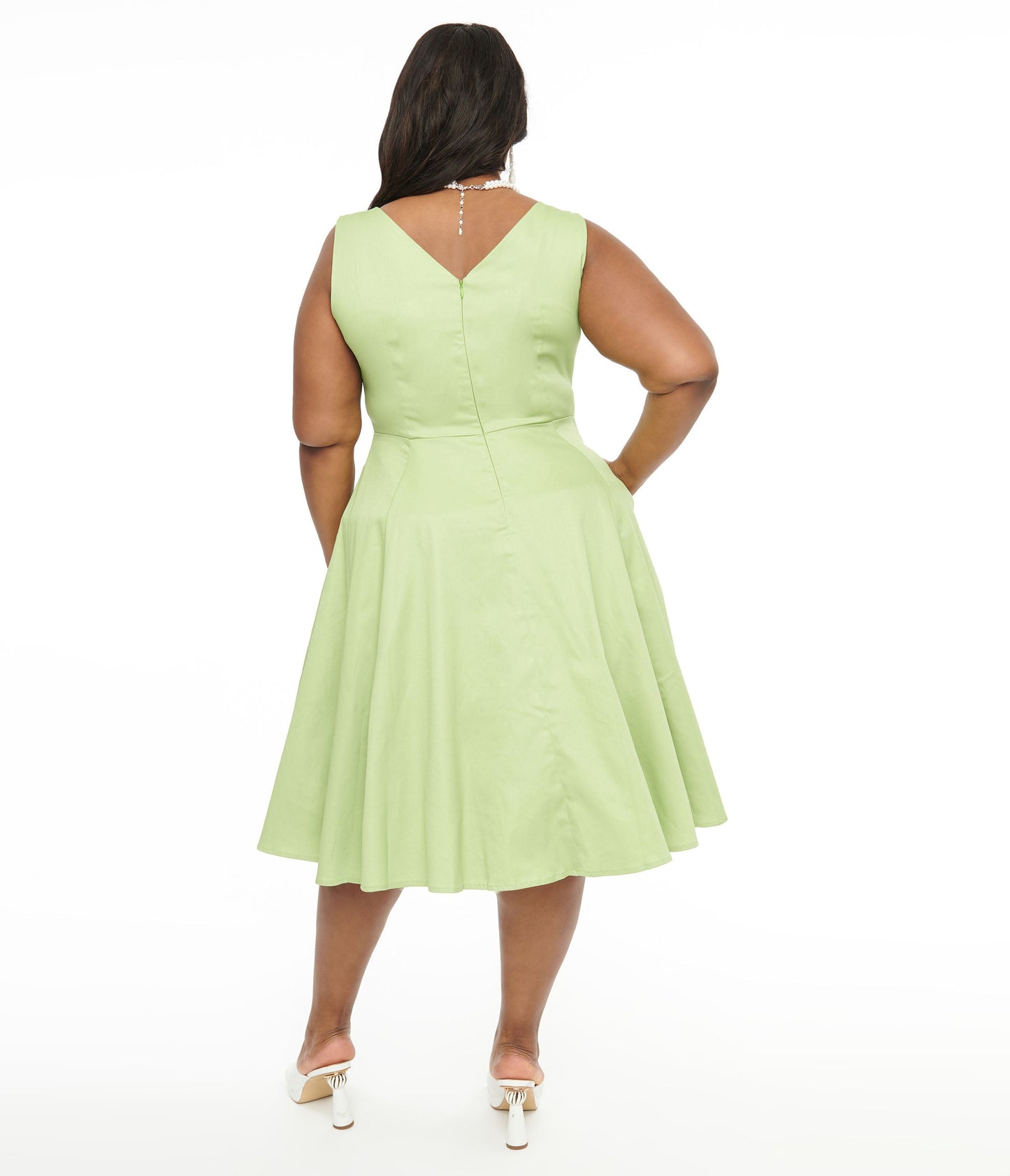 1950s Green Cotton Swing Dress