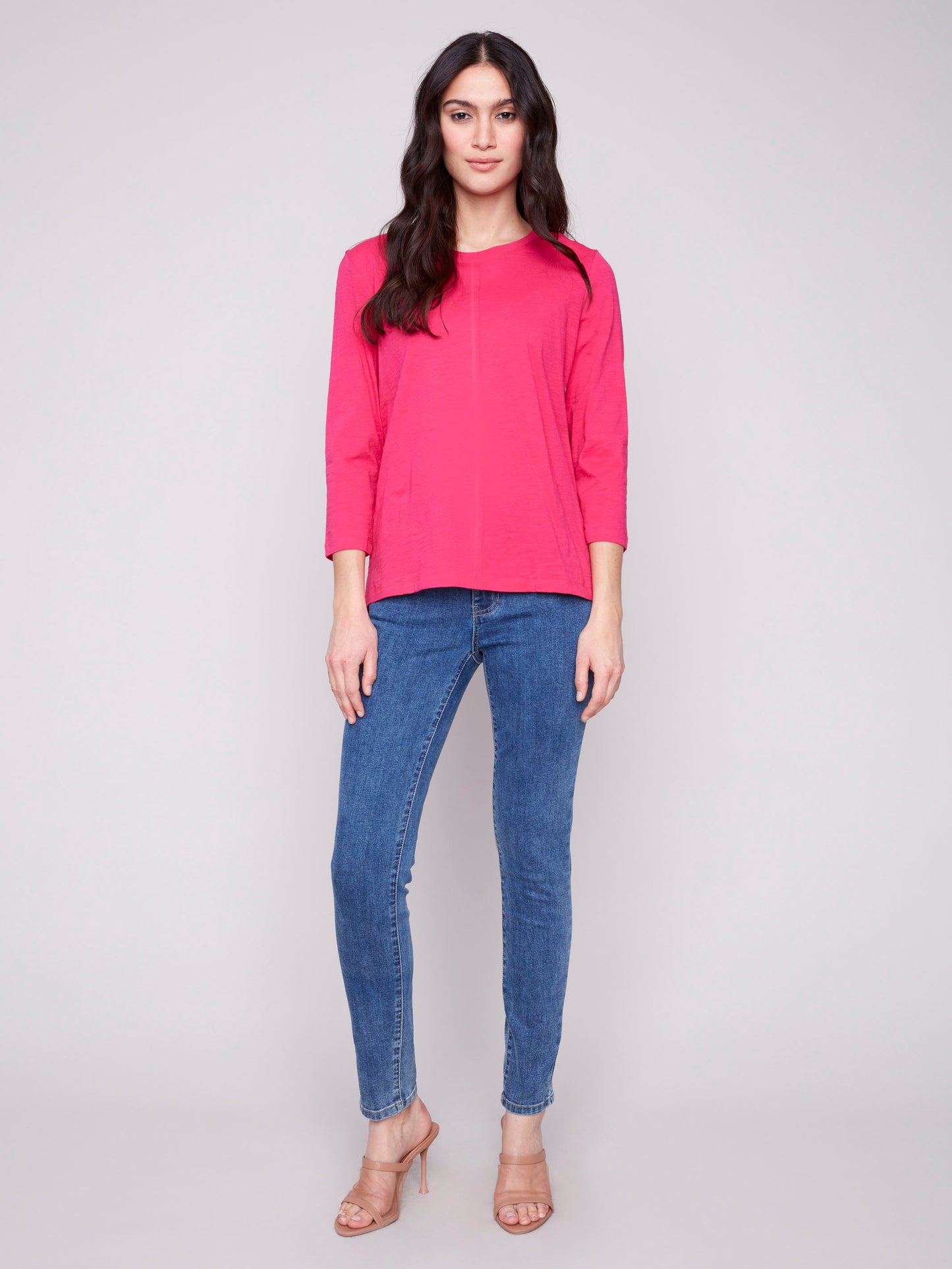 Organic Cotton Slub 3/4 Sleeve Top - Paradise