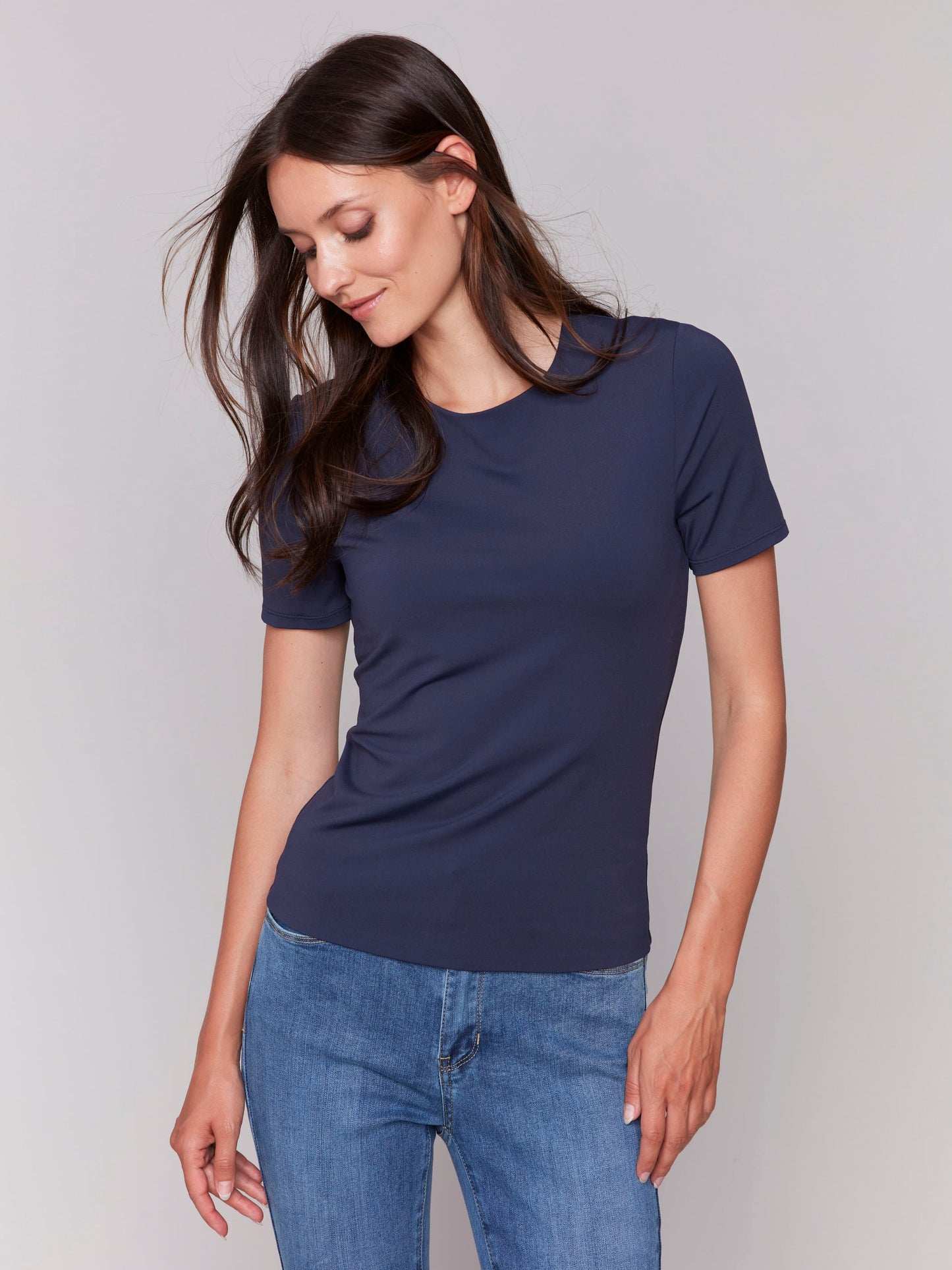 Short-Sleeved Super Stretch Top - Navy