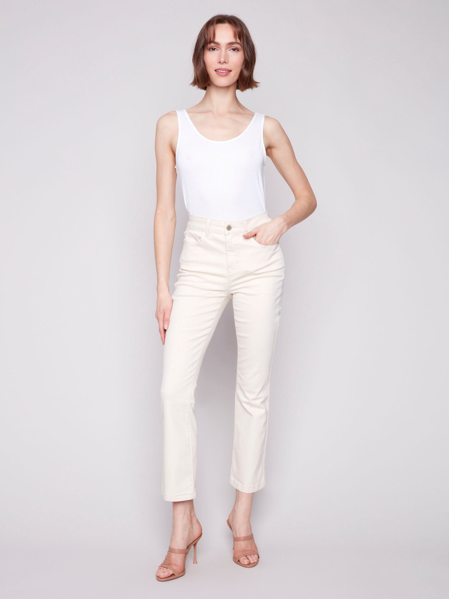 Bootcut Stretch Twill Pants - Natural
