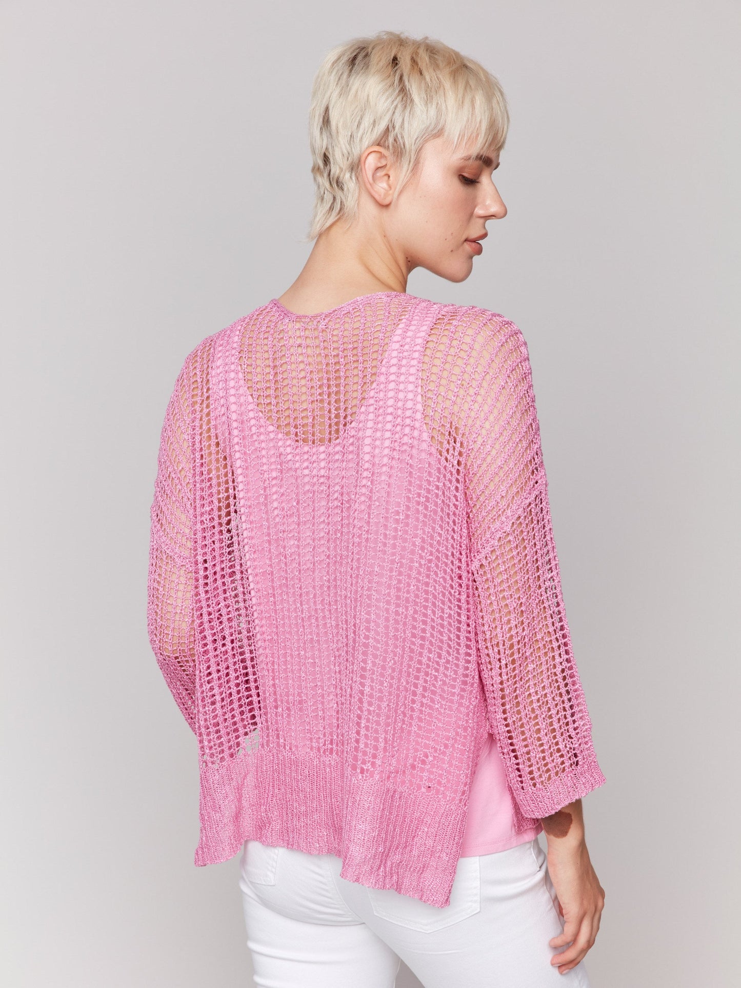 Fishnet Crochet Sweater - Begonia