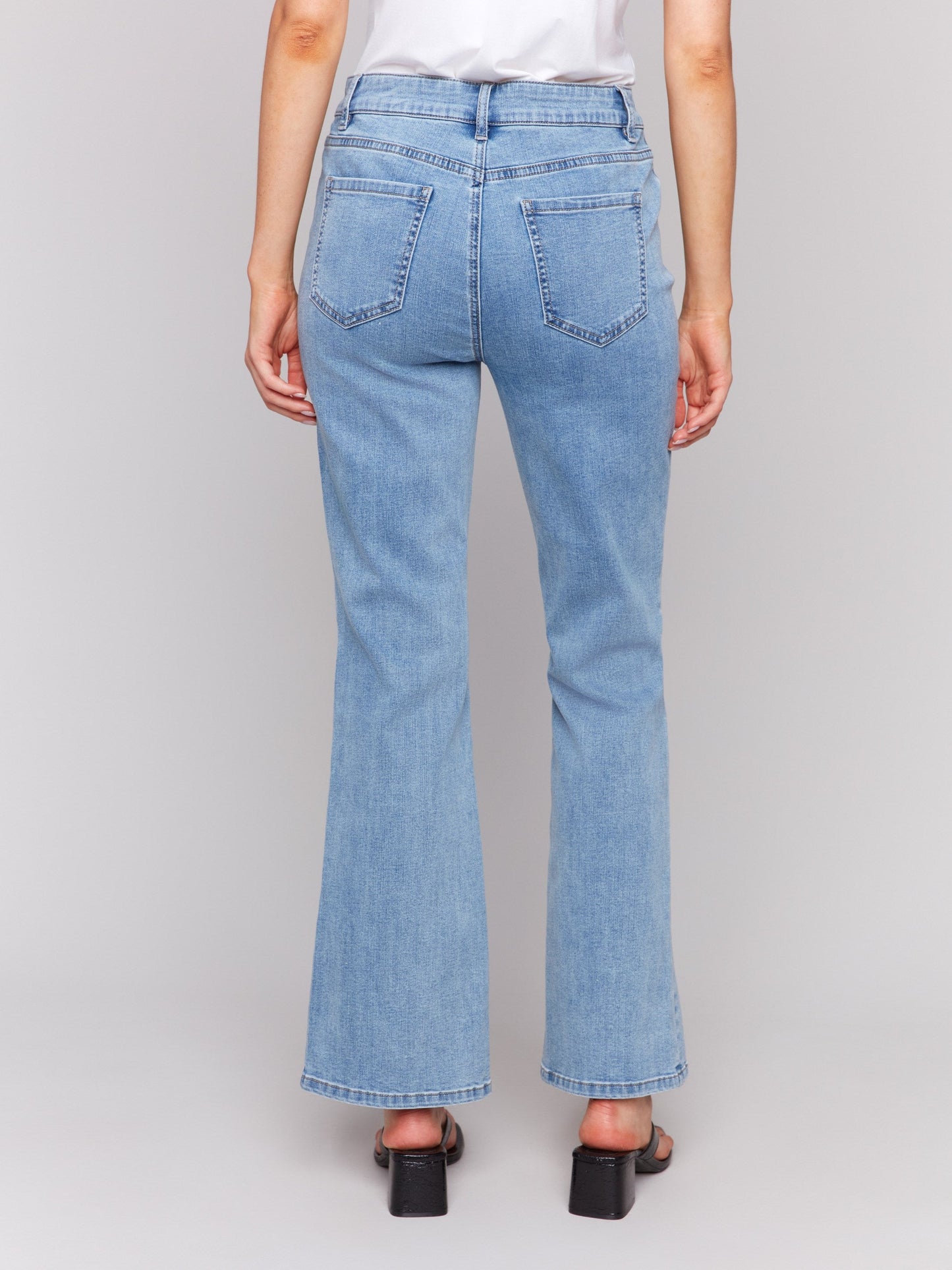 Floral Embroidered Bootcut Jeans - Light Blue