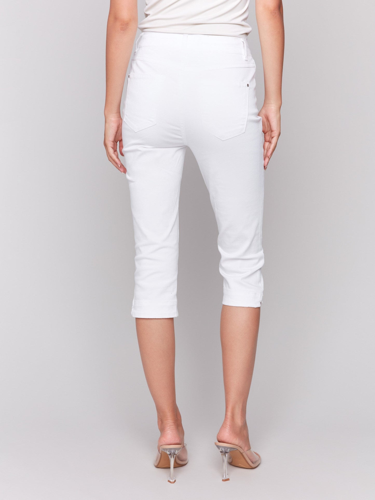 Knee High Capri Twill Pants - White