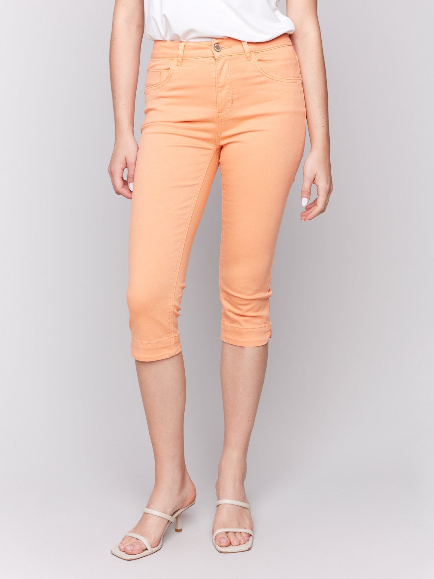Knee High Capri Twill Pants - Papaya