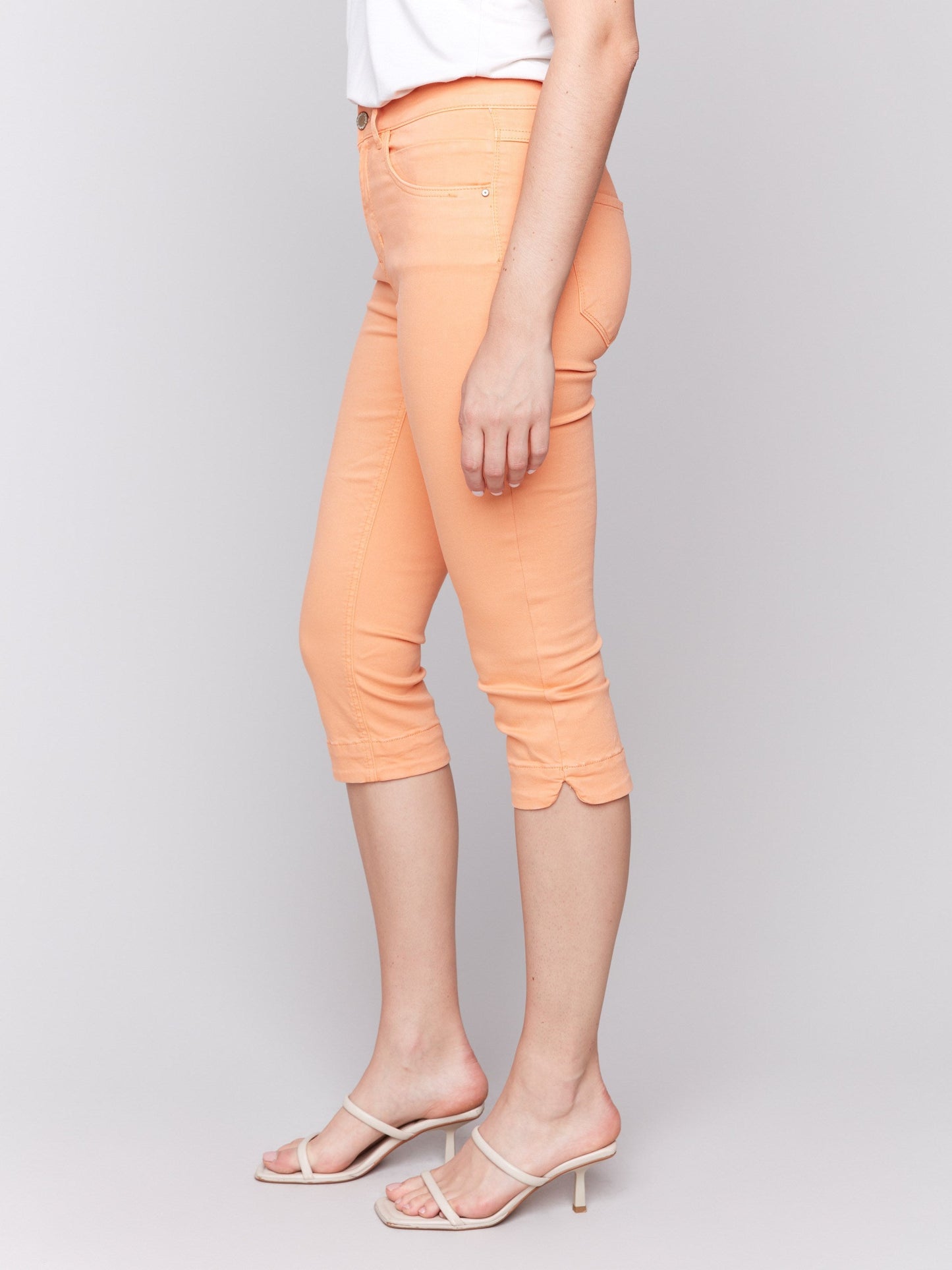 Knee High Capri Twill Pants - Papaya