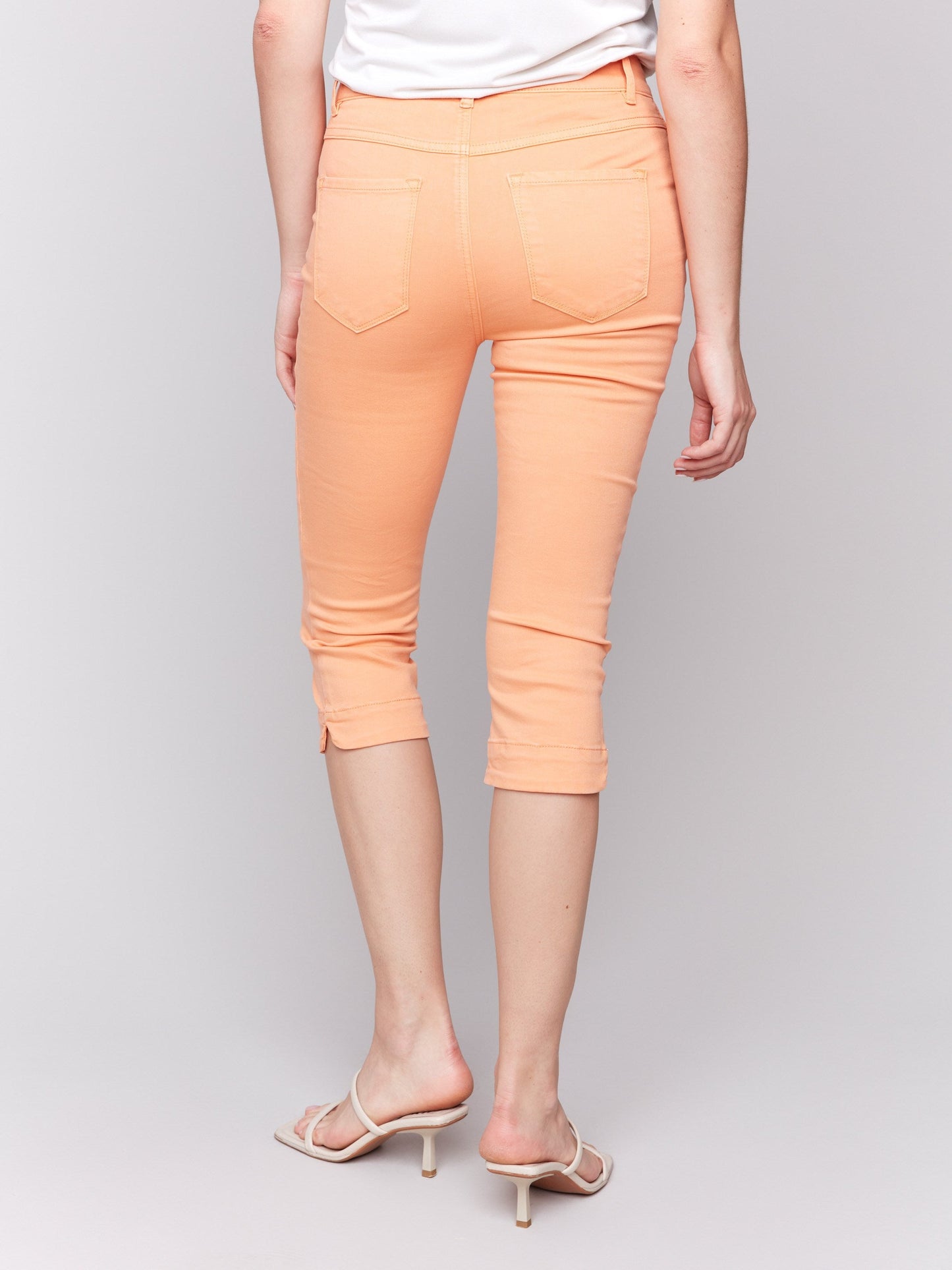 Knee High Capri Twill Pants - Papaya