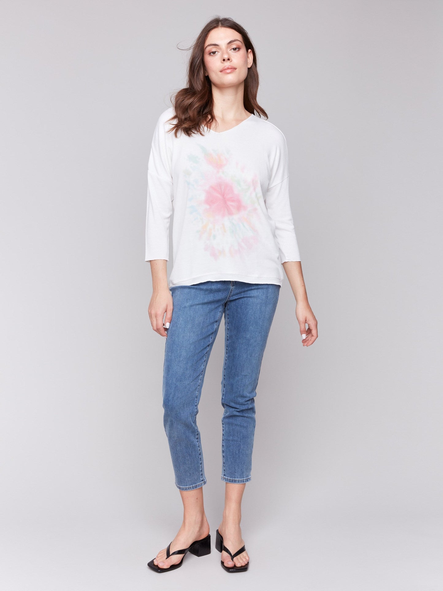 Printed V-Neck Knit Top - Galaxy