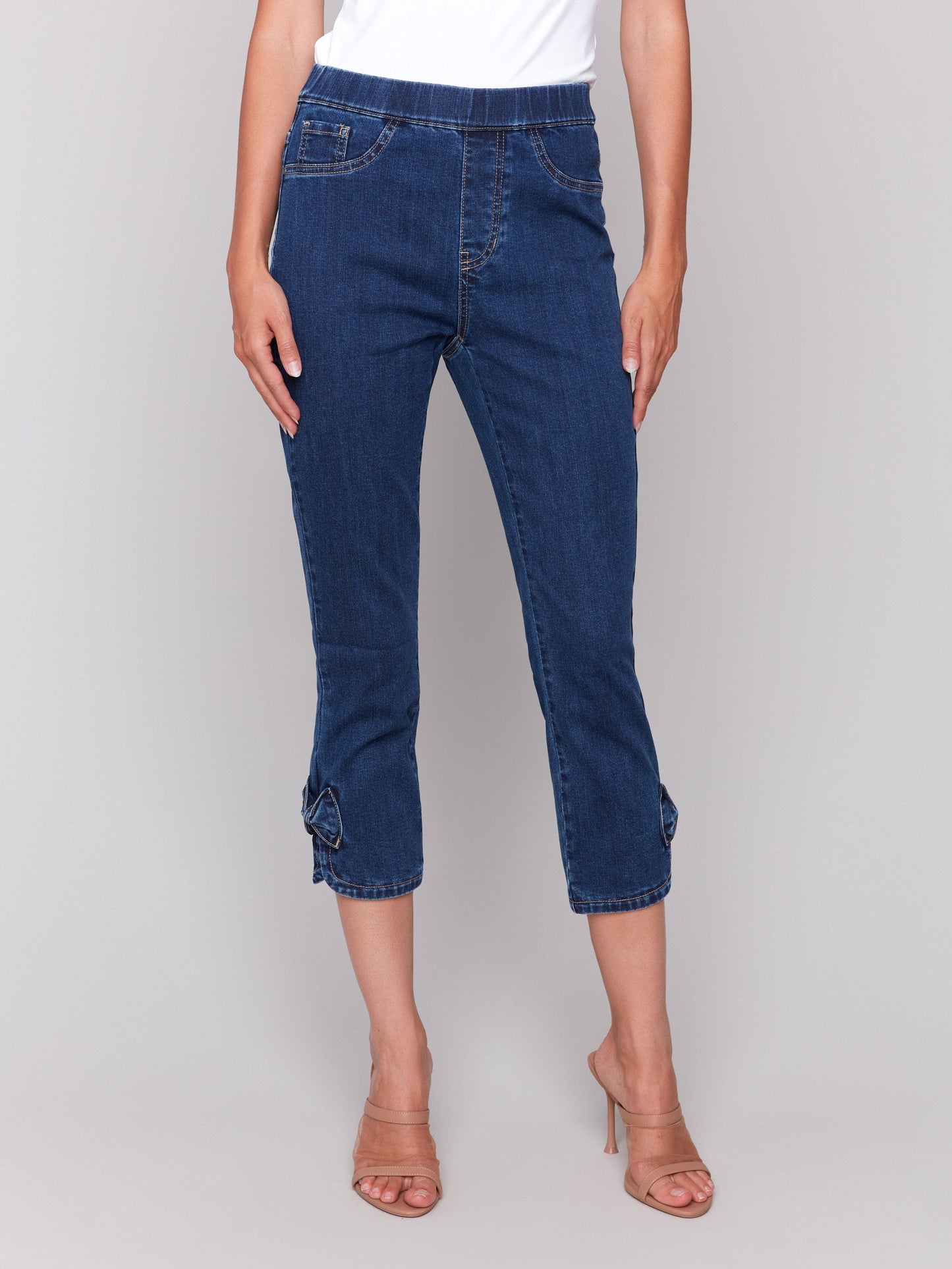 Pull-On Jeans with Bow Detail - Indigo