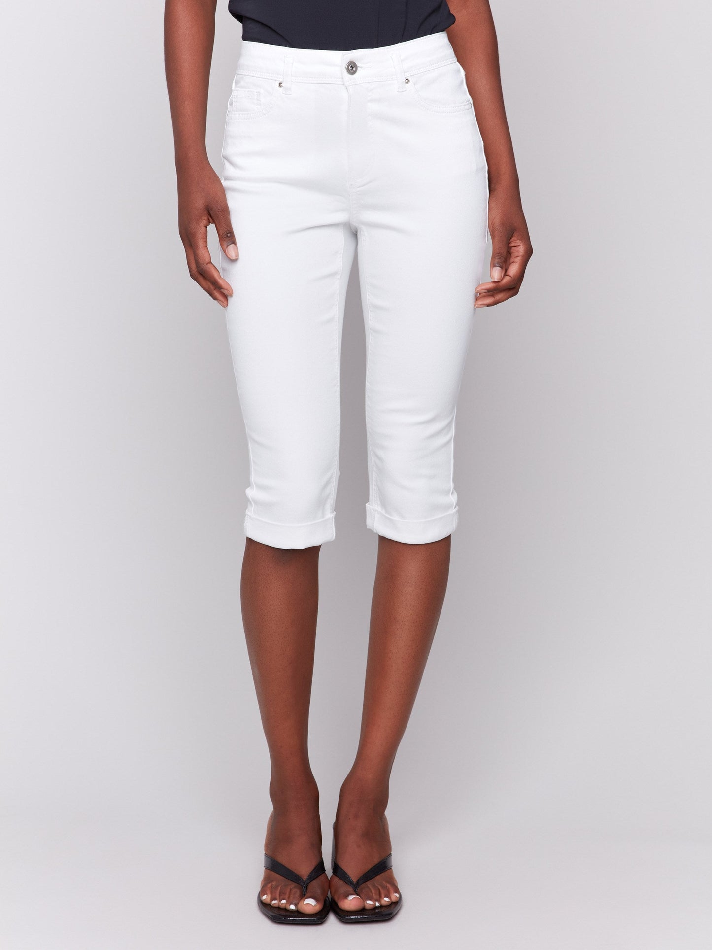 Stretch Twill Pedal Pusher Pants - White