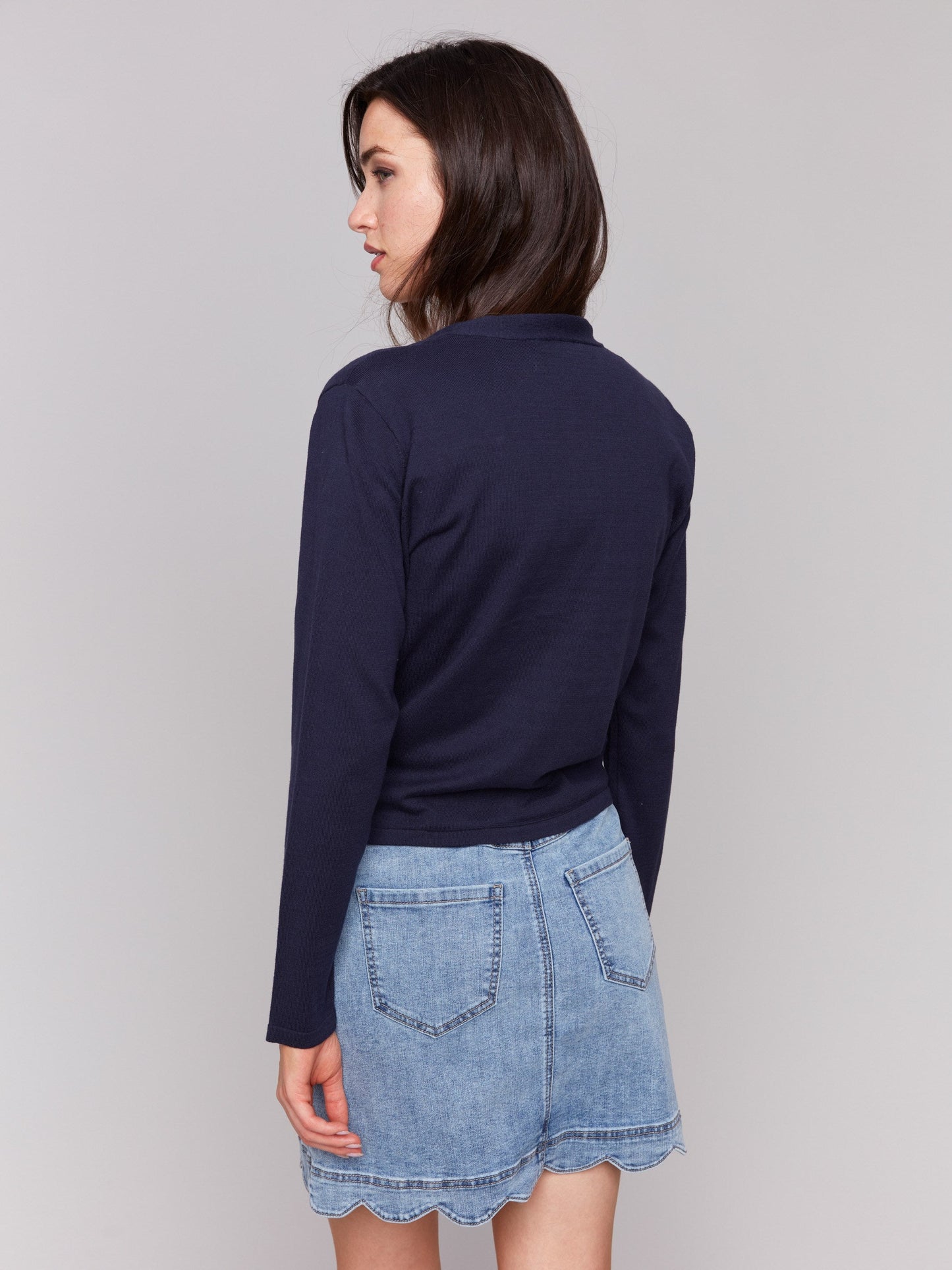 Tie Front Bolero - Navy