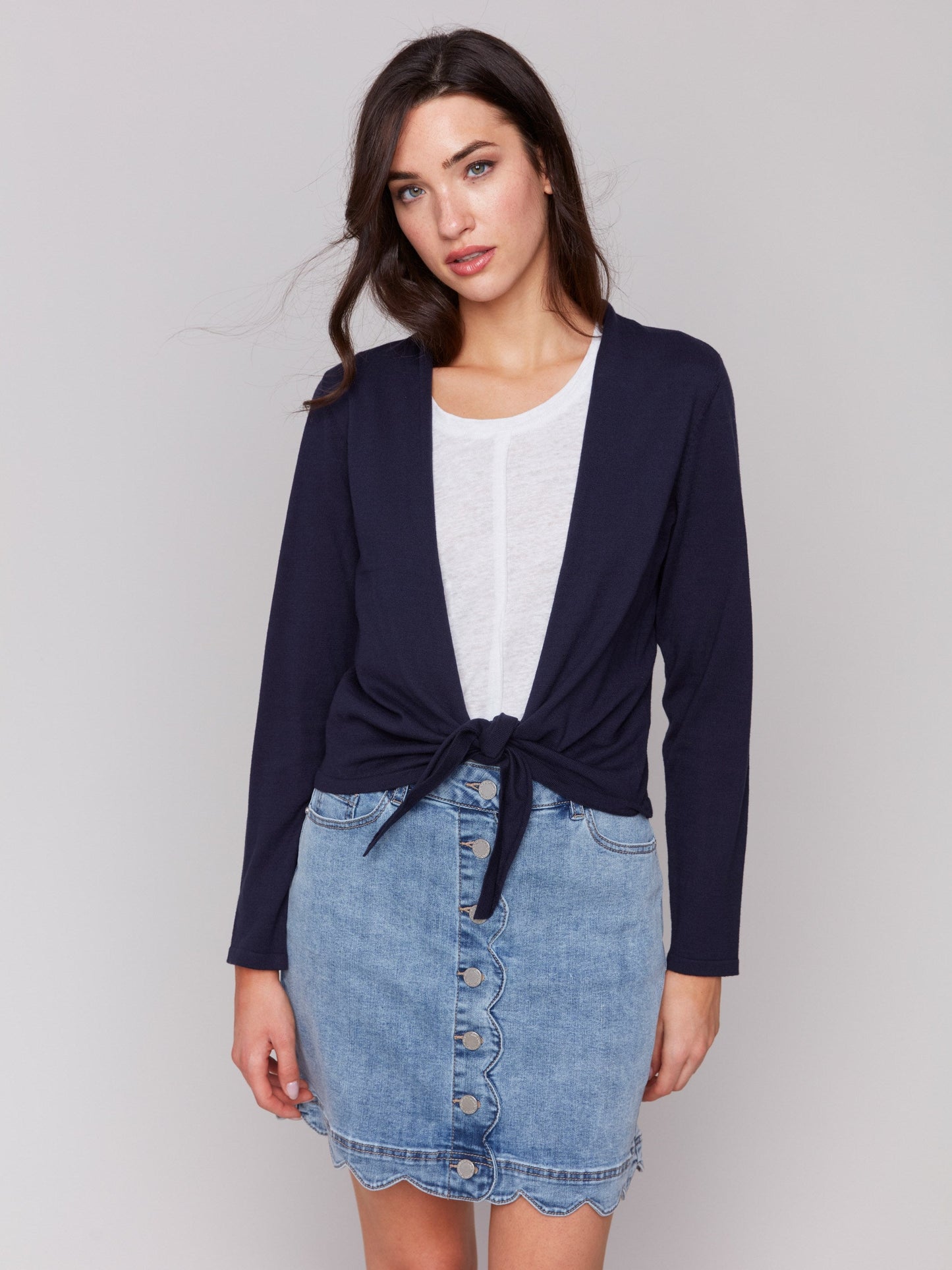 Tie Front Bolero - Navy