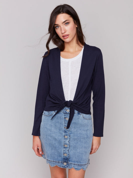 Tie Front Bolero - Navy